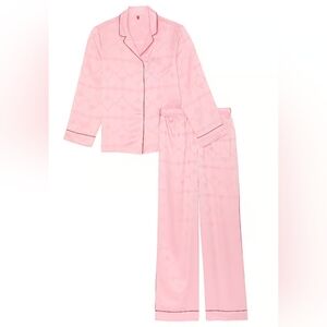 Glazed Heart Satin Long Pajama Set
